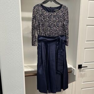 Jessica Howard Midnight Blue Taffeta and Sequin Dress